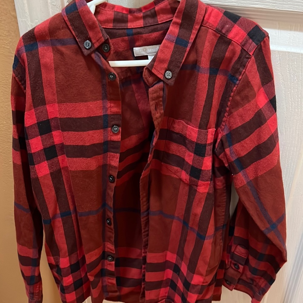 Burberry Red and Black Plaid Kids Button Down Shirt
